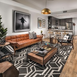 Look and lease living room with ample seating and modern decor