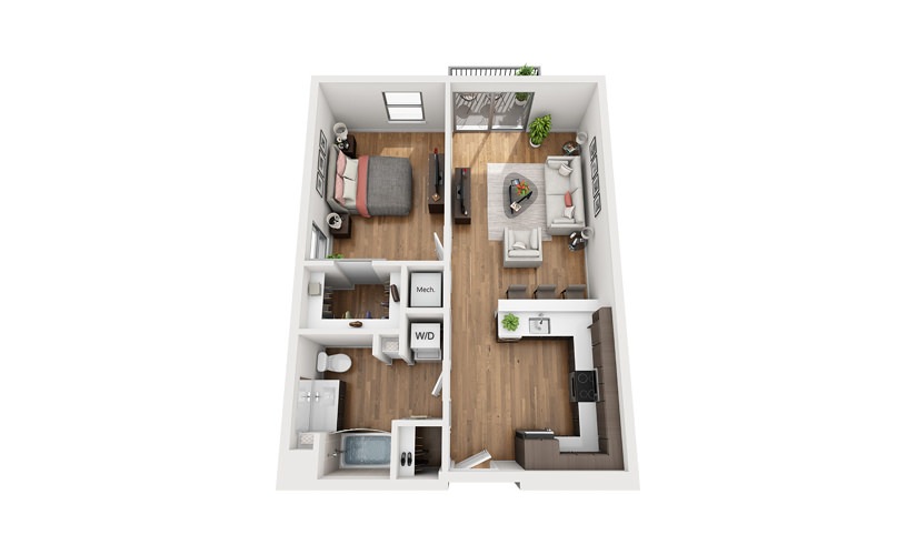 A1b 1 Bedroom 1 Bath Floor Plan