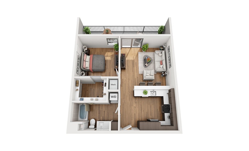 A4a 1 Bedroom 1 Bath Floor Plan