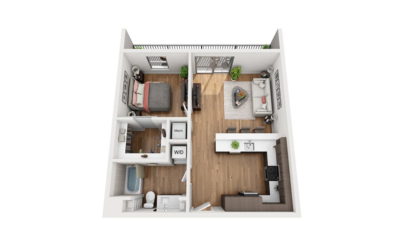 A4c 1 Bedroom 1 Bath Floor Plan