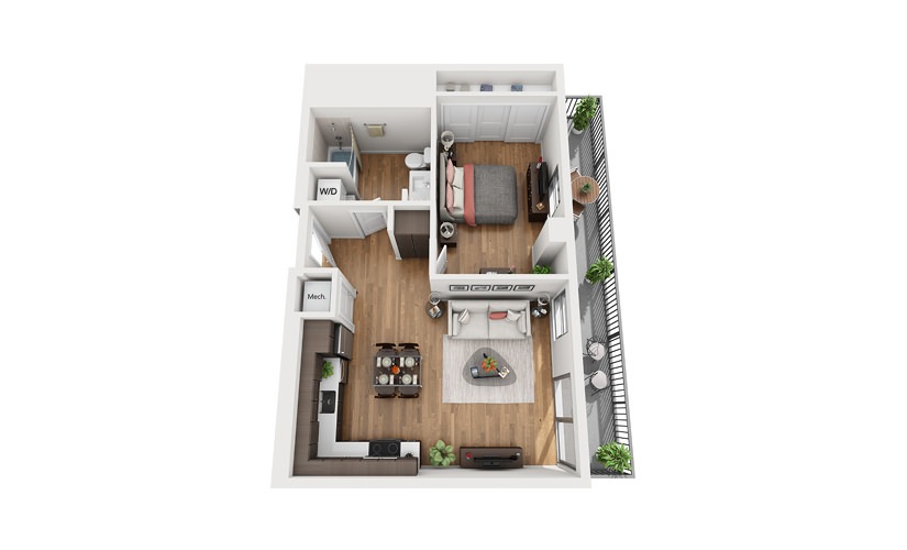 A5 1 Bedroom 1 Bath Floor Plan