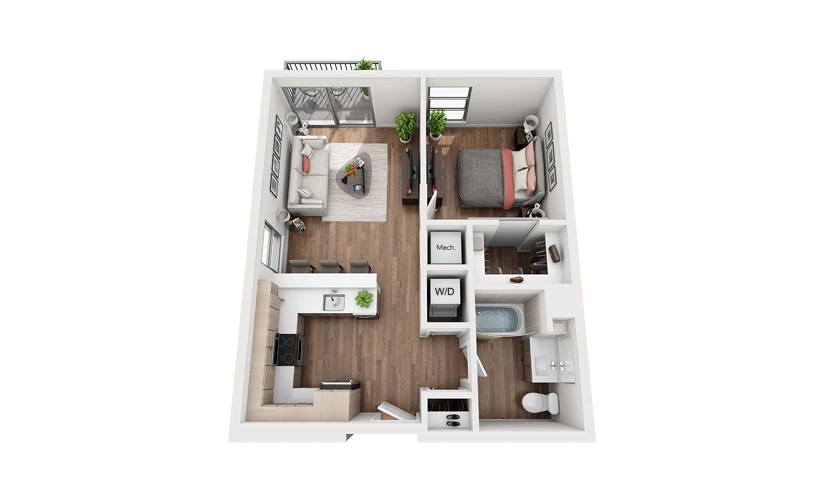 A6b 1 Bedroom 1 Bath Floor Plan