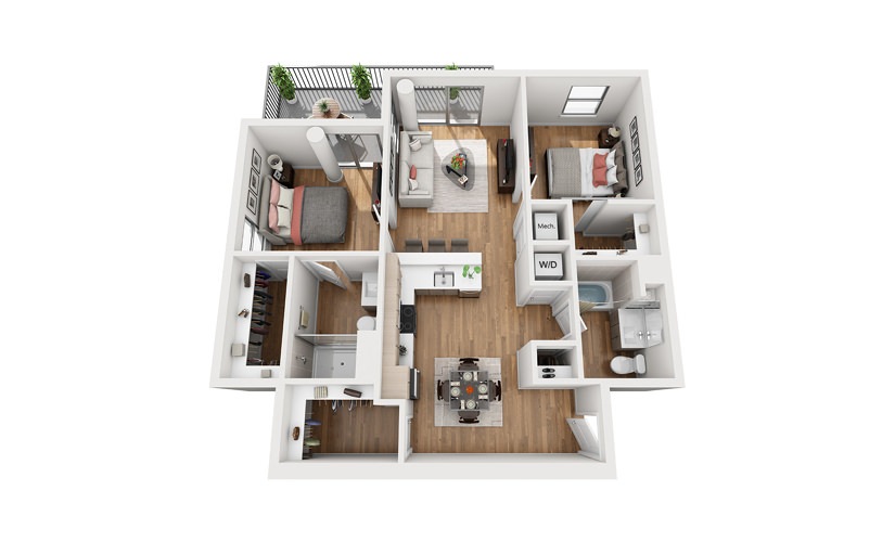 B1c 2 Bedroom 2 Bath Floor Plan